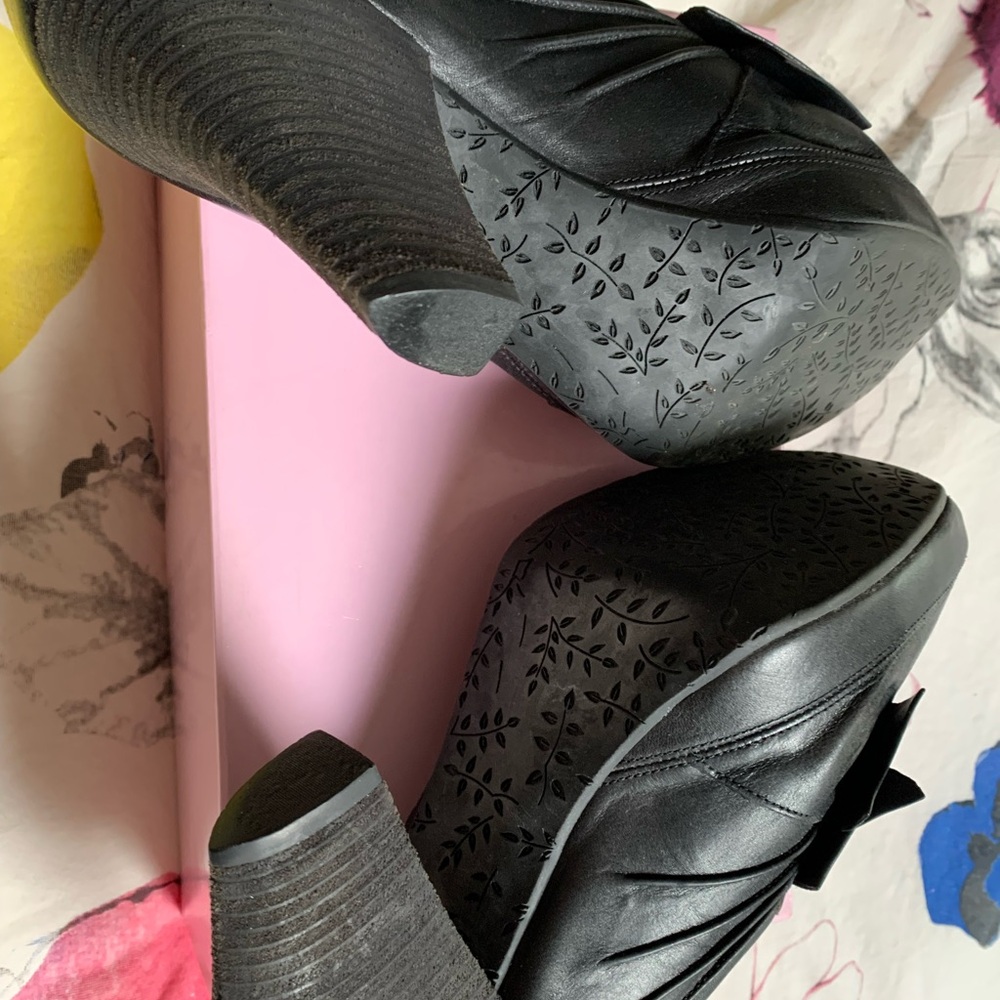 Black Peep-Toe Heels sturdy leather size 10 - Picture 6 of 6